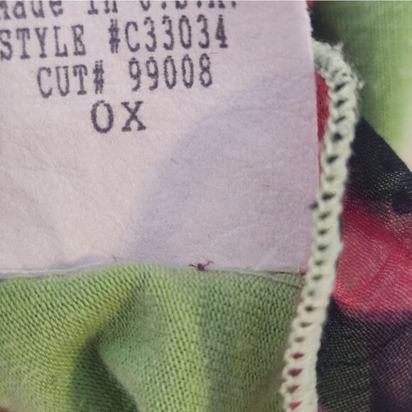 Fenini 0 Color Blocks Green Floral Print Slvless SILK Blend Women Top Blouse - Picture 6 of 9